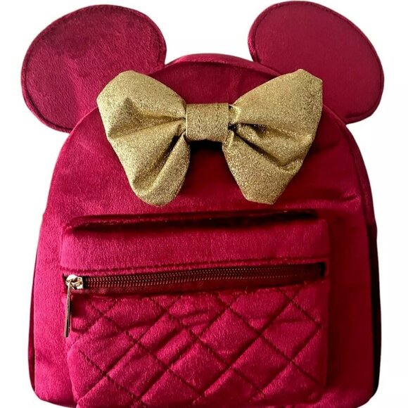 Disney Handbags - Disney Minnie Mouse Mini Backpack Red Velvet 3D Ears & Bow NWT